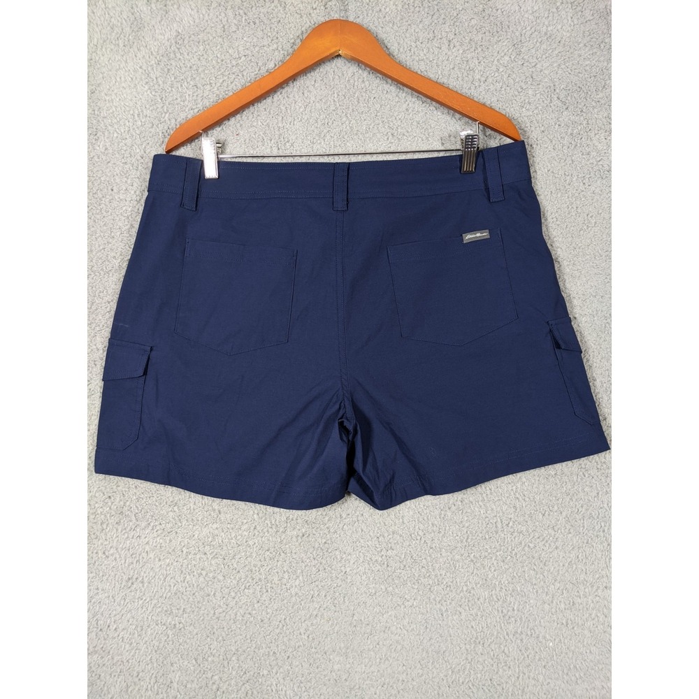 Eddie Bauer Nylon Cargo Shorts Women 14 Navy Blue Utility Hiking Travel Outdoor - Picture 2 of 10